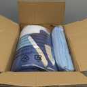 Amazon Basics Full/Queen Comforter Set with Sheets, 7-Piece Blue Stripe Bedding, Lightweight Microfiber Bed-in-a-Bag, Striped