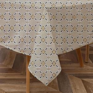 Majestic Giftware Tablecloth for Rectangle Table ((TCH3-65220) | Stone Color 100% Cotton Twill Dining Table Cover | Decorative Washable Tablecloth for Birthday, Home, Kitchen, Dining (65X220) (H3-stone)
