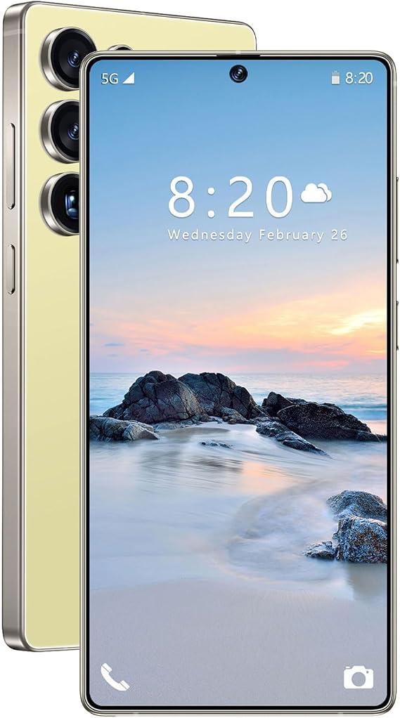 I25 Ultra Unlocked Cell Phone, 7000mAh Long Battery Life Smartphone,Built in Pen,6.8" HD Screen 12+512GB Unlocked Phones,5G/Dual SIM/Fingerprint Unlock/Face ID (Gold)