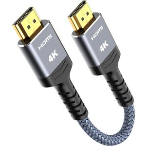 Highwings Short HDMI Cable, 1.06ft Total Length, 0.69ft Cable Length, HDR Braided HDMI Cord, 4K HDMI Cord High Speed with Ethernet/ARC, 3D, HDCP 2.2, Compatible for Monitor,PC and More (Grey)