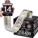 2 x Money Gift Box, 14th Birthday Decorations For Girls, Birthday Gifts For 14 Year Old Girl With 100Pcs Transparent Bags - Black & Rose Gold