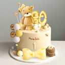 Yellow Baby Shower Cake Decoration Bear Cake Topper Gender Reveal Cake Decoration Green Gold Balls Cake Topper for Baby Shower Birthday Party Decoration