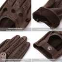 Harssidanzar Mens Lambskin Leather Driving Gloves GM026 (Brown)