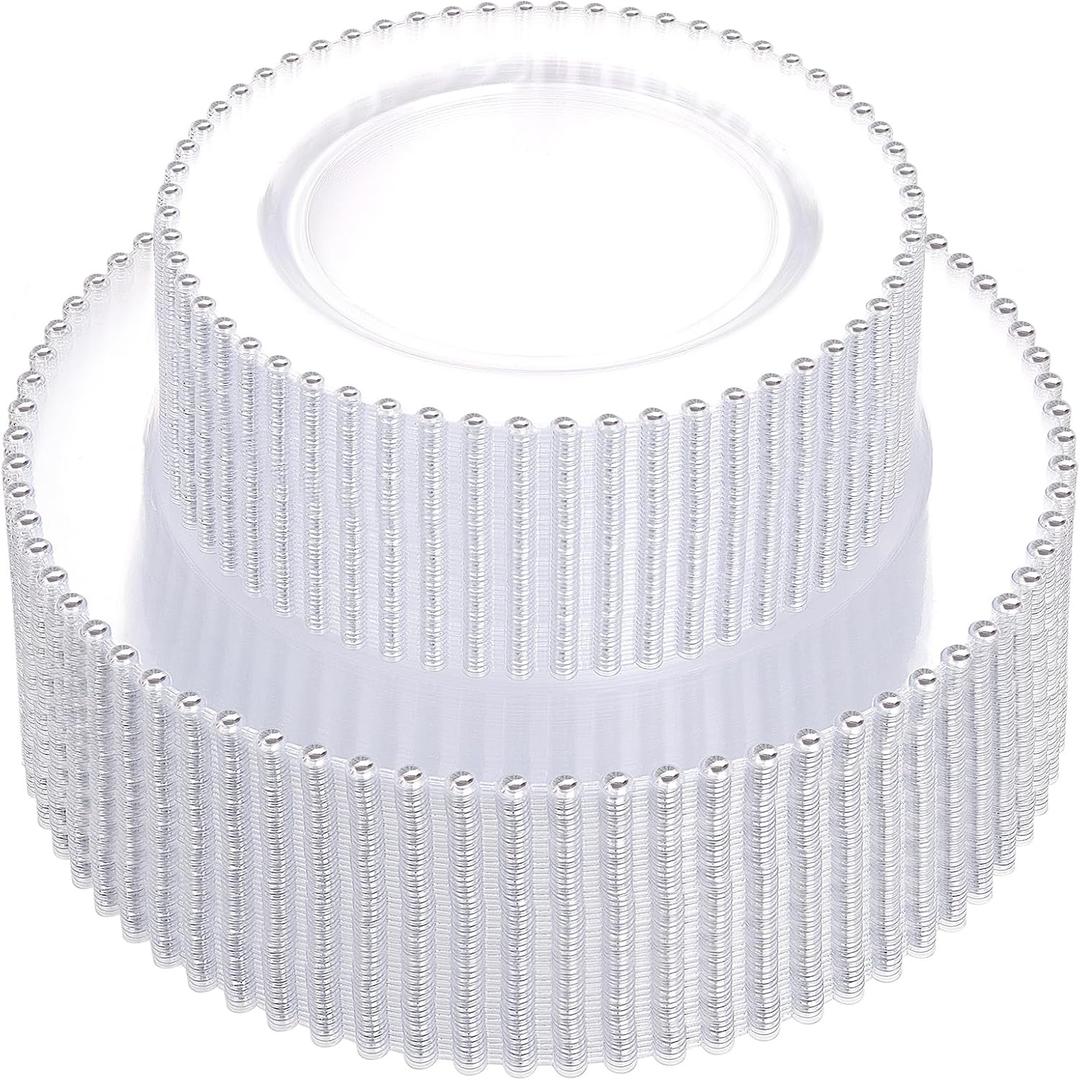 supernal 100PCS Clear Plastic Plates, Clear Plates with Silver Trim, Elegant Plastic Plate Include 50 Dinner Plate 10'' and 50 Dessert Appetizer Plates 7'' for Party, Wedding, Bridal Baptism