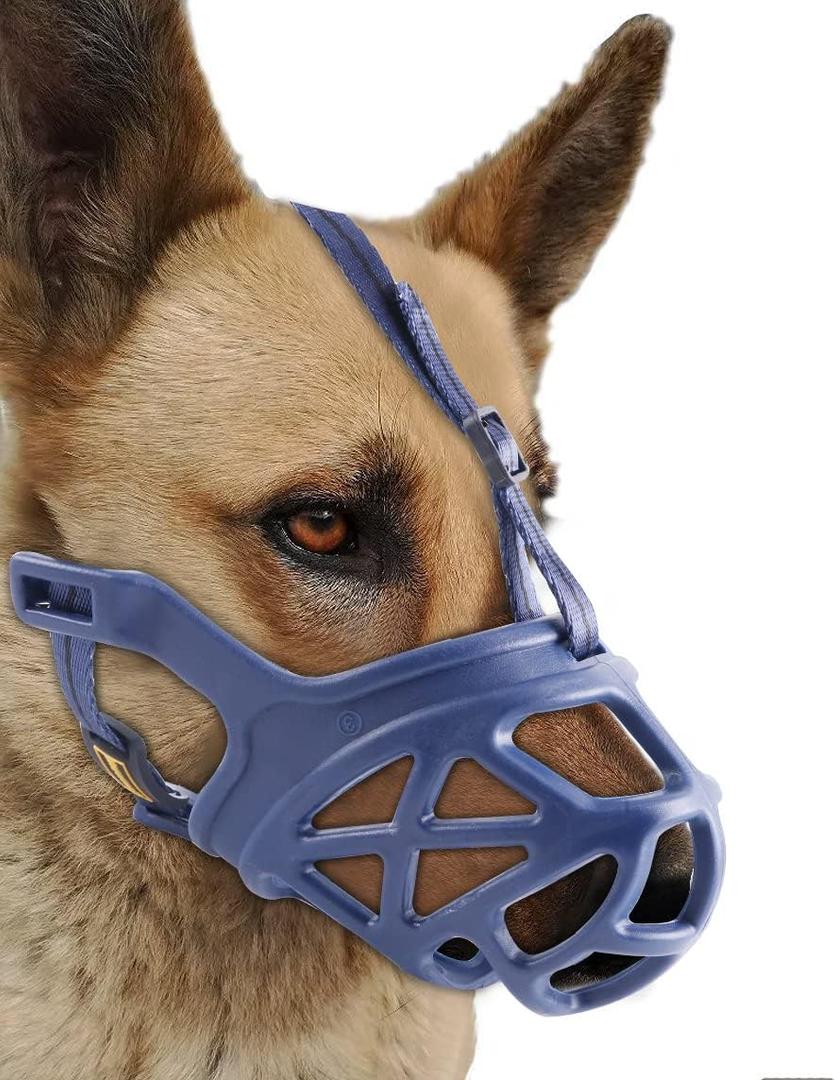 Mayerzon Dog Muzzle, Breathable Basket Muzzles for Small, Medium, Large and X-Large Aggressive Dogs Beagle German Shepherd Doberman, Cage Mouth Guard Stop Biting Chewing for Grooming Training, Large