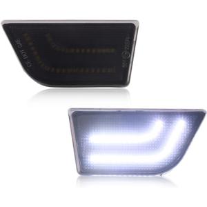 Front Side Marker Light Compatible with Fo-rd Maverick 2022 2023 2024 2025, [DOT] [IP67 Waterproof] White LED Sidemarker Lamp, Replace OEM #FO2550149, 1 Pair, Smoked Lens