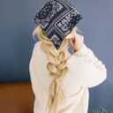 AWAYTR Elastic Hair Scarf Headband 3 PCS Head Scarves with Hair Clips Kerchief Headband for Women (Cashew(Black/Navy/White))