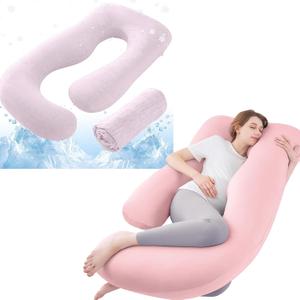 Sasttie Pregnancy Pillows Light Pink for Sleeping and Cooling Pregnancy Pillow Cove Pink, Maternity Pillow for Pregnant Women, Pillow with Removable Cover for Side Sleeper
