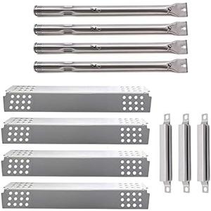 Hiorucet Grill Replacement Parts for Charbroil 4 Burner 463241113, 463449914 Gas Grill Models. Stainless Steel Heat Plate Tent Shields, Pipe Burner Tubes and Crossover Tubes Replacement Kit.