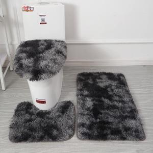 Thicken 3 Piece Bathroom Rug SetU-Shaped Contour Rug, Mat and Toilet Lid Cover,Water Absorbent Soft Microfiber Shaggy Bathroom Mat,for Tub, Shower, Bath Room,Machine Washable (Dark Grey)