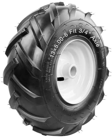 13x5.00-6" Tiller Tire and Wheel (3/4" Axle Size), 3-1/8" Centered Hub, Compatible with Troy-Bilt Craftsman Tiller Tractor, Tillers, and Snowblower Trencher Tire 1 Pack