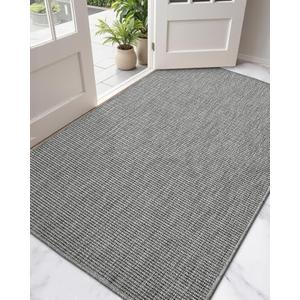 DEXI Dirt Trapper Door Mat, 31x60 Washable Doormat, Dirt Resistant and Absorbent, Easy Clean Low-Profile Floor Rugs for Entryway, Front Door, and Inside Entrance, 2'7" X 5' (Rectangular), Dark Grey