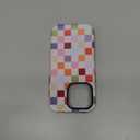 Compatible with iPhone 16 Pro Case, Cute Aesthetic Fashion Colorful Checkered Cover for Women, Shockproof Slim Soft TPU and Hard PC Protective Phone Case for iPhone 16 Pro 6.3"- Colorful