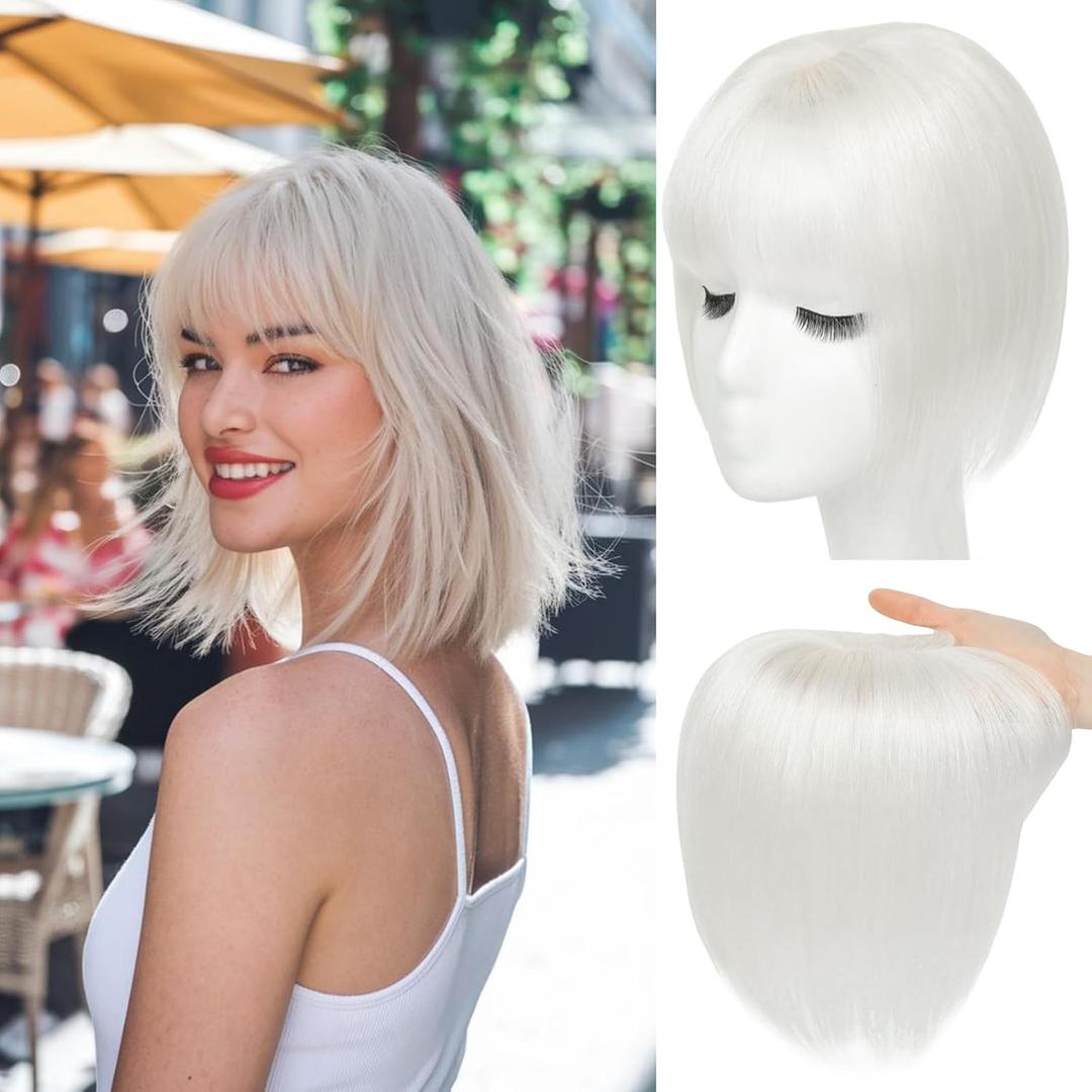 Hair Toppers for Women Real Human Hair 3603D Cover Toppers Hairpieces for Women with Thinning Crown Wispy Clip in Bangs Realistic Scalp Hairline