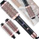 NONK Heated Round Brush Set 3-in-1 for Long Hair, Interchangeable Thermal Brush (1.25 1.5 1.75), Curling & Smoothing Styling Brush, Adds Volume & Shine, Adjustable Temperature