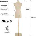 Female Dress Model Torso Body Clothing Forms,Sewing Mannequin Foam Body for Pinning.Height Adjustable Stand. (Beige, 6)