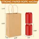 XPCARE 100Pcs Paper Gift Bags 5.25x3.25x8.25'', Small Paper Bag with Handles Bulk Shopping,Kraft,Retail,Party Bags for Small Business (Brown)