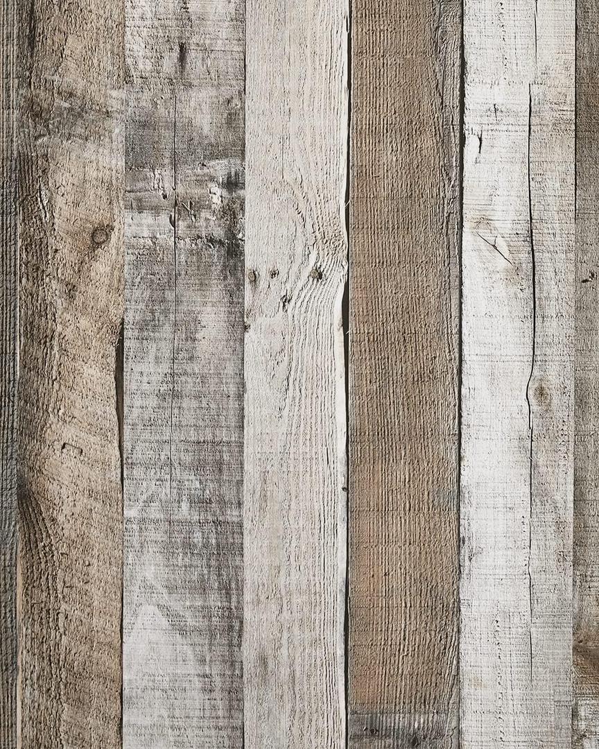 Yun-aeon Natural Wood-Grey Wood Contact Paper Peel and Stick Wallpaper 17.3"x 120"Self Adhesive Removable Vintage Faux Wood Wall Paper Plank Shelf Home Decoration Kitchen Counter Cover Use