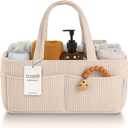 PUTSKA Baby Diaper Caddy Organizer for Changing Table  Stylish Nursery Storage Basket, Newborn Essentials, Baby Shower Gifts and Registry Must-Haves for Boy or Girl, Car Diaper Caddy, Corduroy Cream