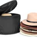 WOMACO Black Large Modern Hat Box for Storage, Stackable Hat Organizer Case for Cowboy Hat, Round Brim Hat Organizer Bag, Dustproof, Waterproof