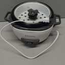 BLACK+DECKER Rice Cooker 6-Cup (Cooked) with Steaming Basket, Removable Non-Stick Bowl, White