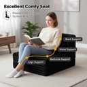 Tiita Folding Sofa Bed Single Size, Convertible Sleeper Chair Mattress with Pillow, Thick Corduroy Floor Mattress Couch Bed with Side Pocket, Guest Room, Dorm, Apartment, Black