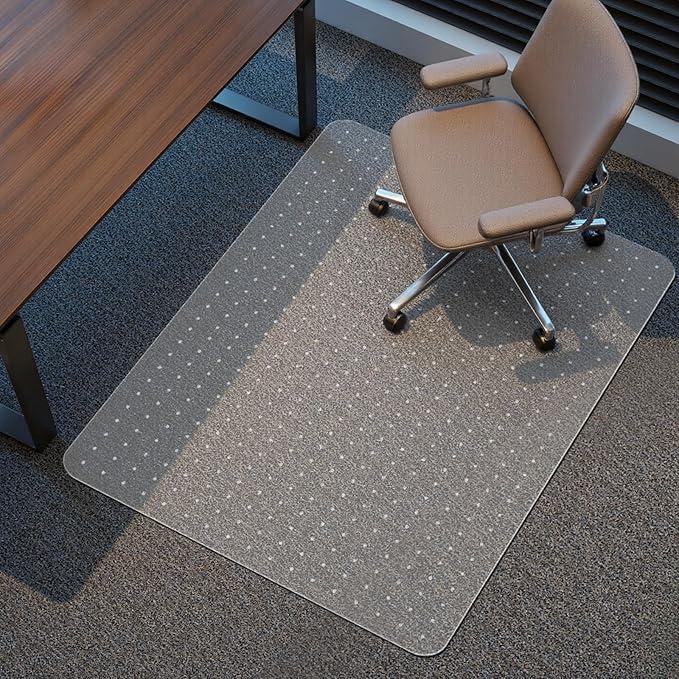 Kuyal Office Chair Mat for Carpet, 46"x60" Clear Heavy Duty Computer Chair Mat, Under Desk Protector Carpeted Floors Mat, Easy Chair Movement,Ship Flat