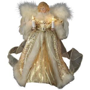 Kurt Adler UL 10-Light Angel Treetop Figurine, 10-Inch, Ivory and Gold