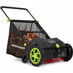 GreenSweep Pickup Pro V26 Black Edition with AntiLock Drive – Manual Push Lawn Sweeper for Leaves, Grass Clippings & Garden Debris – Large Capacity Collection Hopper