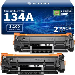 Skydo (with Chip) Compatible 134A W1340A Black Toner Cartridge Replacement for HP 134A 134X W1340A W1340X Toner Cartridge Use with LaserJet M209dw MFP M234dw M234sdw M234sdn Printer (Black, 2 Pack)