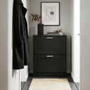Haotian Shoe Cabinet Storage for Entryway, Narrow Shoe Cabinet with Two Flip Drawers to Save Space, Shoe Rack Cabinet for Front Door Entrance Hallway (Black)