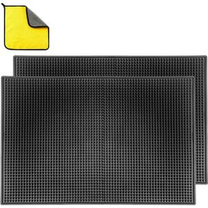 2 Packs Bar Mats 18" x 12" With Absorbent Towel,Bar Matts, Bar Service Spill Mat,Coffee Mat for Home Bar, For Cocktail Bartender Kitchen Counter Top Cup Mats Glasses Drying Mat