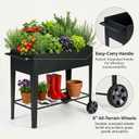 31.5" Tall Raised Garden Bed with Wheels, Extra 15.7" W Planter Box (400 lbs Loads) with Storage Shelf & Handle,Heavy Duty Metal Garden Planter for Vegetables, Herbs & Flowers, Patio & Balcony