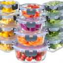 MFY 12-Pack Glass Storage Containers with Lids, Glass Meal Prep Containers Set, Airtight Lunch Containers with Lids, Microwave, Oven, Freezer and Dishwasher Safe, Gray (Grey)
