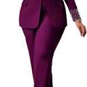 Tcremisa Womens Fashion Pants Suit 2 Piece Business Outfits Pearls Long Sleeve Blazer and Slim Fit Pants Sets Size M