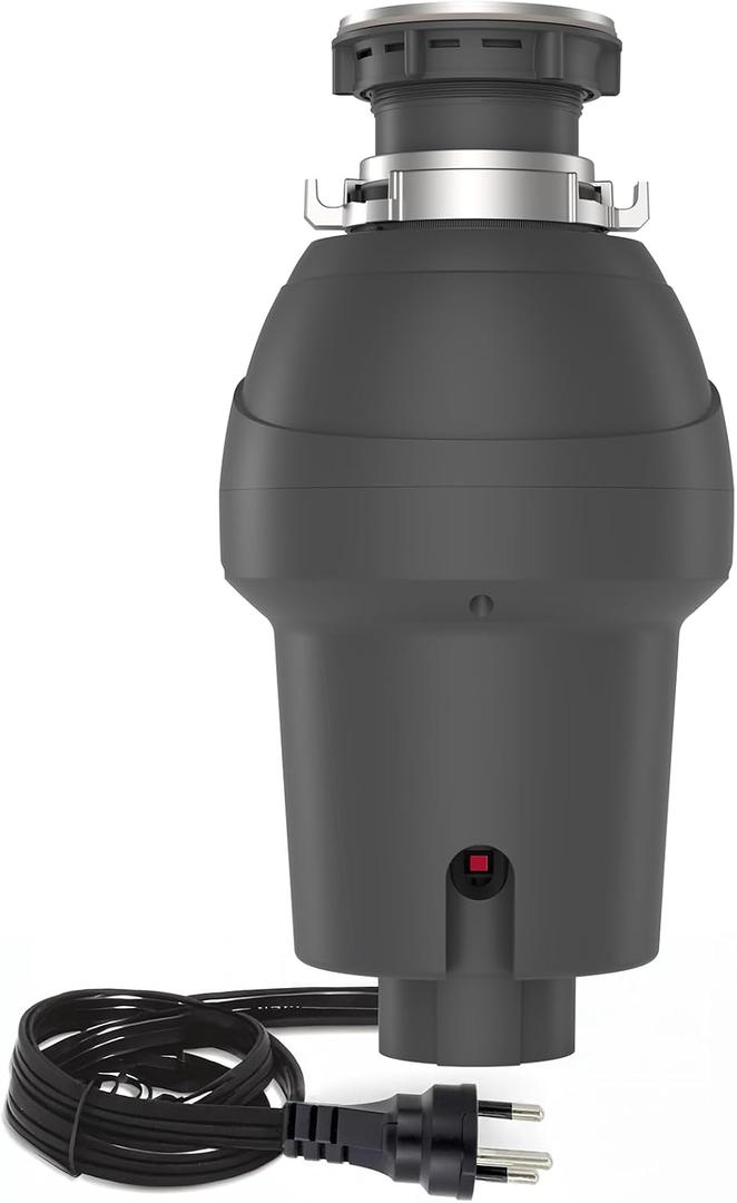 1/2HP Kitchen Garbage Disposal with Air Switch, Ultra-Quiet Motor & FLG Sink Seal, Compact Stainless Steel Food Waste Grinder for Kitchen Sink, Durable Under-Sink Installation, Gery