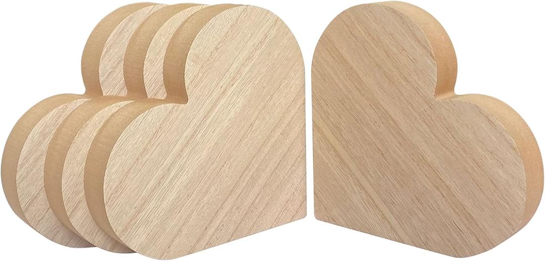 4 Pack 6 Inch Thick Wood Heart Wooden Block Unfinished MDF Wood Heart Signs Tabletop for Crafts Mother's Day Memorial Sign (6x6x1 in)