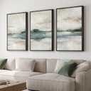 Large Framed Abstract Nature Landscape Wall Art for Living Room, Set of 3 Modern Canvas Prints Paintings Artwork for Walls, Green Lake Pictures for Hallway, Dining Room, Office Wall Decor 24x36 Inch, 24" W X 36" H X 3pcs
