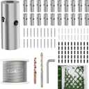 Wire Trellis for Climbing Plants Outdoor, 20 Set Wall Trellis Kit with 1/8" x 164ft Stainless Steel Cable, T316 Cylindrical Espalier System Cable Trellis Kit for Green Wall Fence DIY Projects