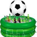 Bencailor Inflatable Cooler Inflatable Football Drink Cooler Toss Game Party Decoration Rugby Basketball Baseball Blow up PVC Ice Serving Bar for Sport Party Supplies Game Day Beer(Green,Soccer)