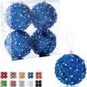4.25" Christmas Ball Ornaments, 4pc Set Shatterproof Christmas Decorations Tree Balls for Xmas Trees Wedding Party Holiday Decorations Tabletop Small Trees Decoration (Blue)