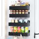 Magnetic Spice Rack for Refrigerator, Kitchen Organizer and Storage Shelf, Black (4 Pack)