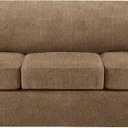 4 Piece T Cushion Sofa Slipcovers Stretch Couch Cover Furniture Covers with 3 Individual T Cushion Covers, Machine Washable for Living Room (Brown, 3 Cushions)
