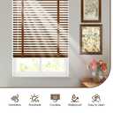 BAYUE 2" Cordless Real Wood Blinds for Indoor Windows, 34" W x 48" H