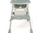Baby Portable High Chair with Sun Canopy, Foldable High Chairs for Babies and Toddlers with Detachable Tray and 5-Point Harness, Travel High Chair for Indoor and Outdoor Use, Gray