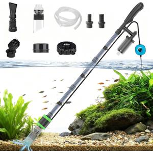 32W Electric Aquarium Vacuum Gravel Cleaner - Strong Suction, Automatic Water Change, Algae Remover, Sand Wash, Water Shower, Water Circulation & Timed Off (32W)