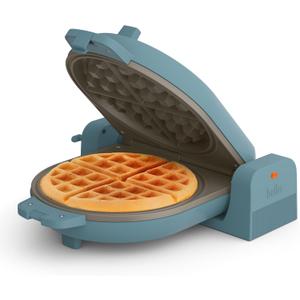 bella Flip-n-Store Waffle Maker, EverGood Ceramic Nonstick Coating, Fits-anywhere Kitchenware, Power Indicator Light & Touch Handle, 7 Wide & 1" Deep Plates, 1000 Watt, Surf
