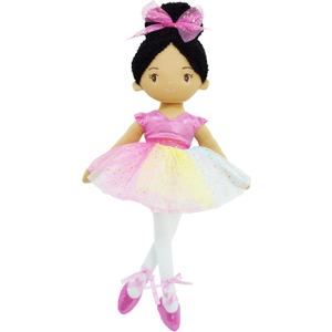 June Garden 16" Ballerina Princess Stella - Stuffed Plush Soft Doll - Pink Outfit - Gift for Toddlers and Little Girls