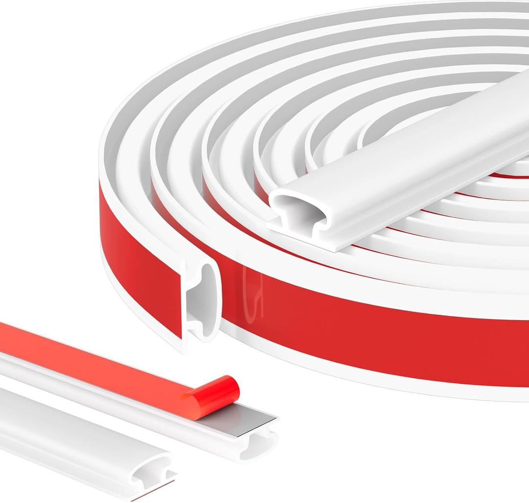 Weather Stripping Door Seal Strip, D Shape Rubber Door Weather Stripping,Self Adhesive Doors Seal Strip for Window Frame Weatherstripping Soundproofing Insulation (White, 23FT)