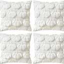 4 Pcs Fall Throw Pillow Covers 18x18, Autumn Decorations Soft Faux Fur Pillow Covers, Fluffy Plush Accent Pillow Cases for Harvest Thanksgiving Cushion Covers Sofa Home Decor(Pumpkin White)